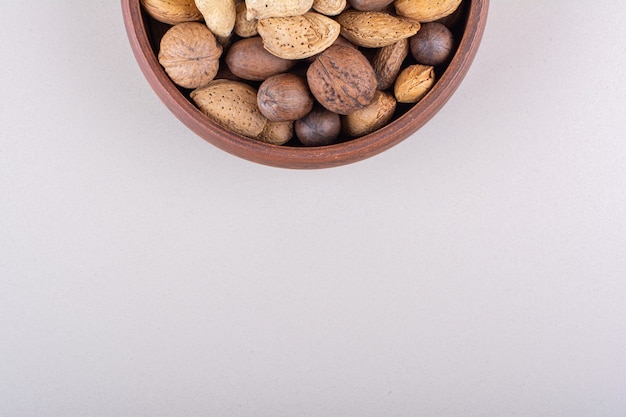 Assortment of shelled organic nuts placed