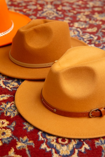 Free photo assortment of stylish fedora hats