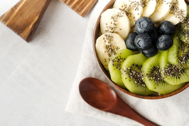 Assortment of tasty fruit in bowl