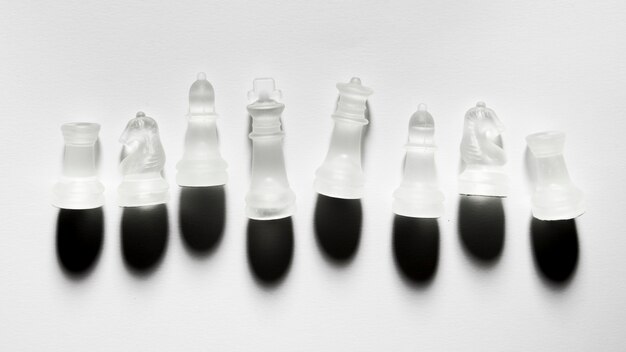 Assortment of transparent chess pieces