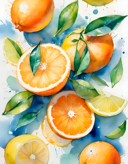 Free Photo assortment of watercolor fruits