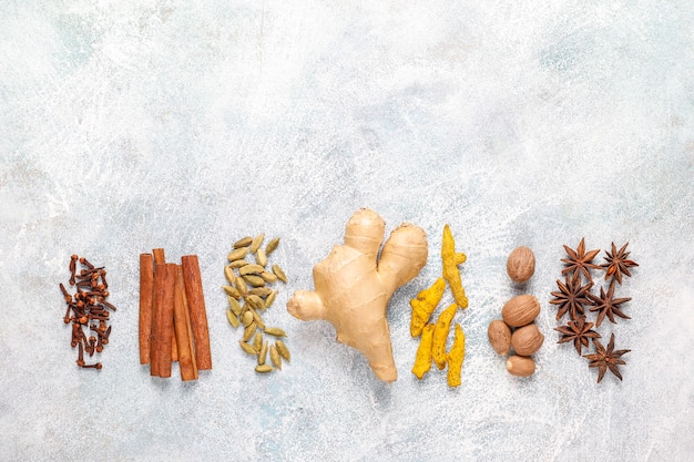 Free Photo assortment of winter spices.