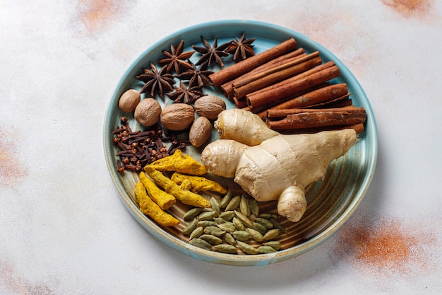 Free Photo assortment of winter spices.