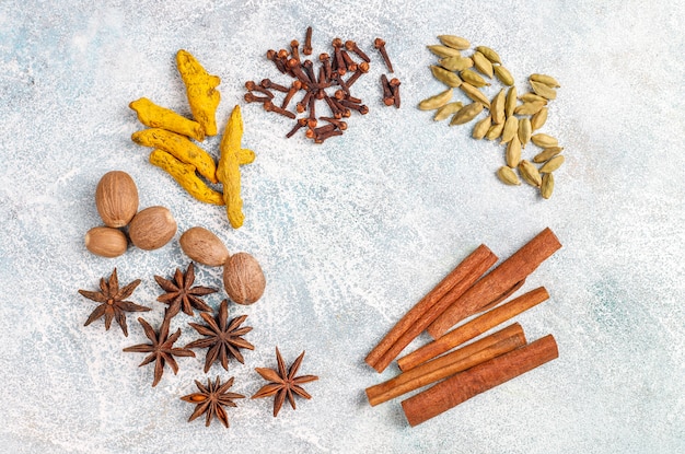 Free Photo assortment of winter spices.