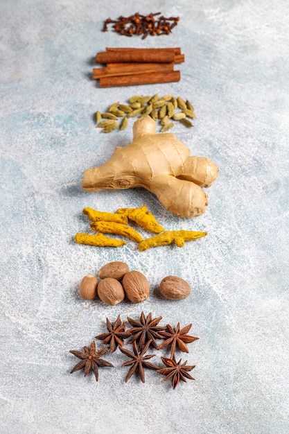 Free Photo assortment of winter spices.