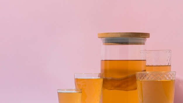 Assortment with delicious kombucha drink