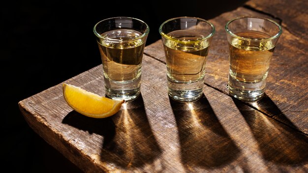 Assortment with delicious mezcal beverage