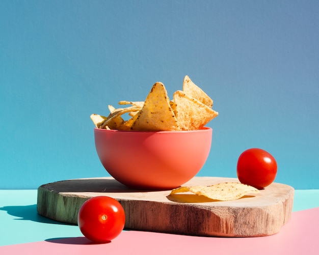 Free Photo assortment with tortilla chips and cherry tomatoes