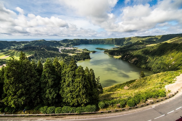 Free Photo the astonishing lagoon of the seven cities lagoa das 7 cidades , in sao miguel azores,portugal. lagoa das sete cidades.