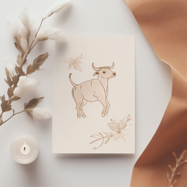 Free photo astrology concept with taurus drawing