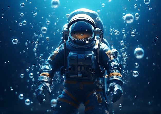 Free photo astronaut diving  digital art