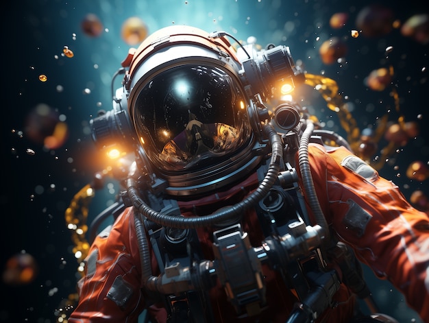 Free photo astronaut diving digital art