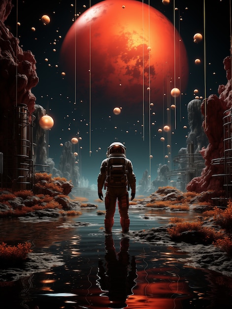 Astronaut diving digital art