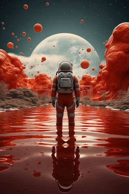 Free photo astronaut diving digital art