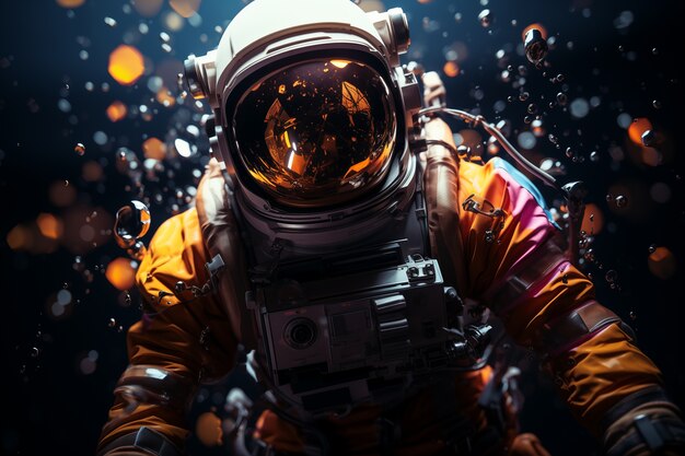 Astronaut diving digital art