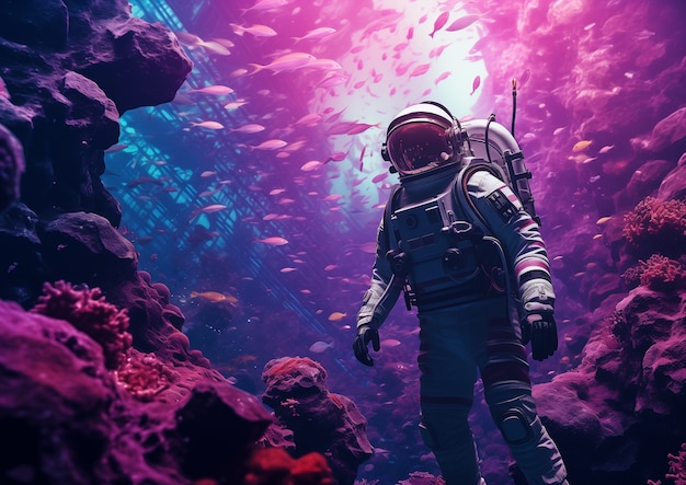 Astronaut diving  digital art