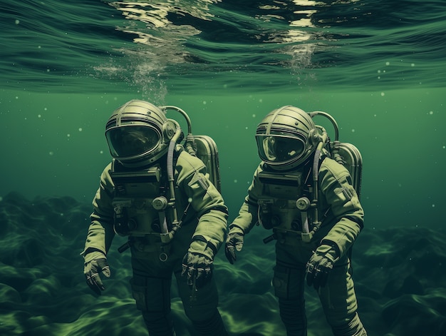 Free Photo astronaut diving  digital art