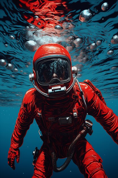 Free Photo astronaut diving  digital art