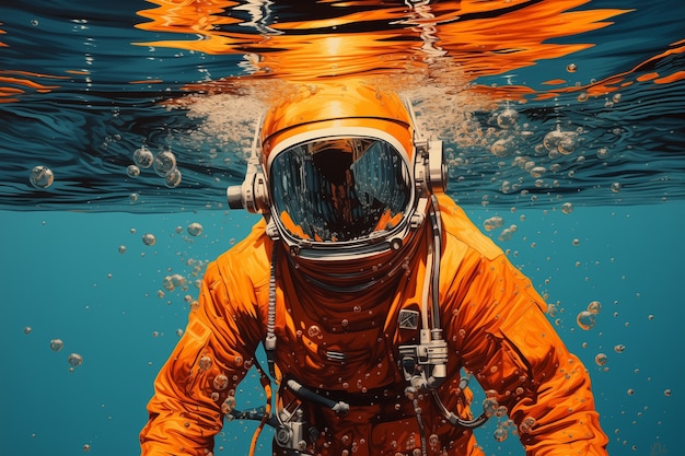 Free photo astronaut diving  digital art