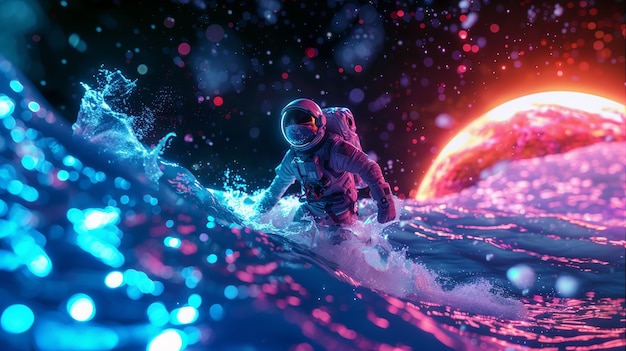 Free Photo astronaut  diving in the ocean