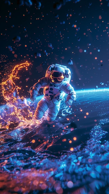 Free Photo astronaut  diving in the ocean