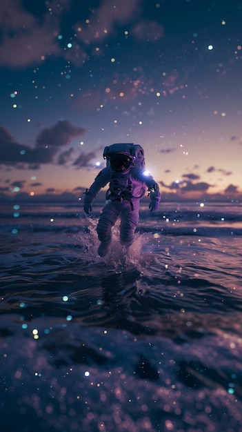 Astronaut  diving in the ocean