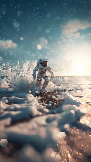 Free photo astronaut  diving in the ocean