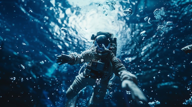 Free Photo astronaut  diving in the ocean