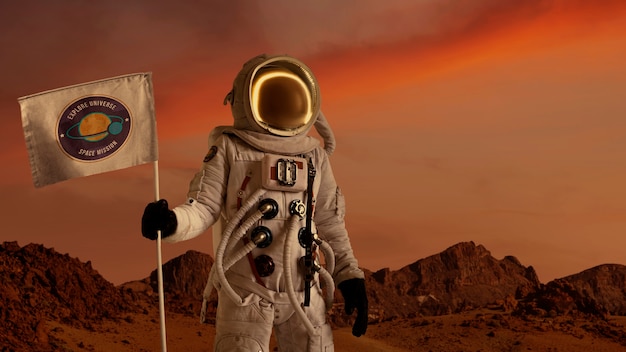 Free Photo astronaut on mars collage