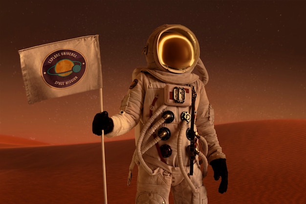 Free Photo astronaut on mars collage