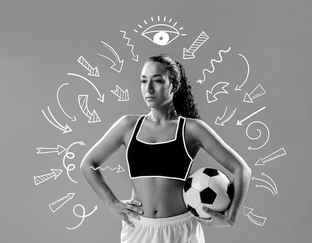 Free Photo athlete playing sport with hand drawn doodles