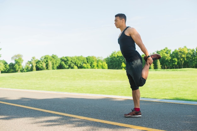 Athletic man practicing sport outdoor