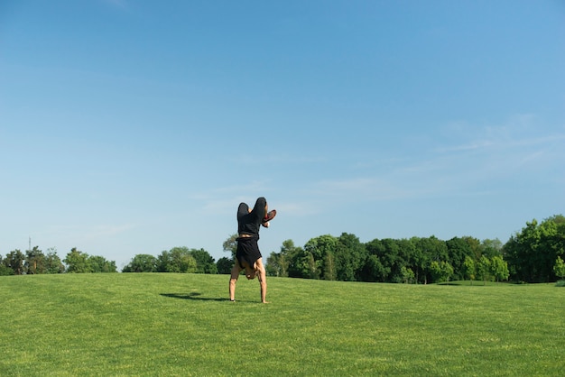 Athletic man practicing sport outdoor