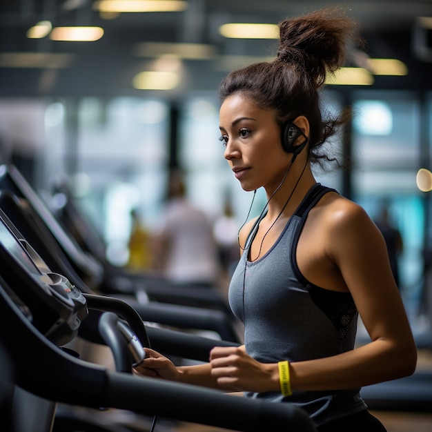 Athletic woman exercising in the gym to keep fit