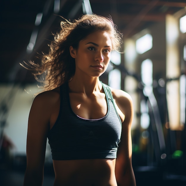 Athletic woman exercising in the gym to keep fit