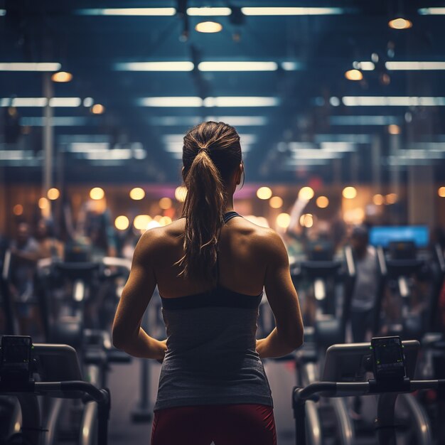 Athletic woman exercising in the gym to keep fit