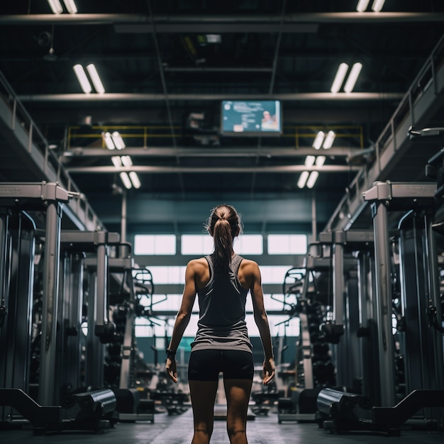 Athletic woman exercising in the gym to keep fit