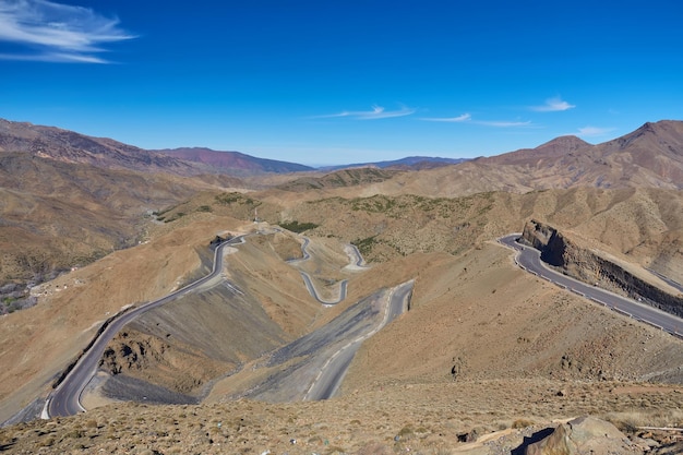 Atlas mountain range from Morocco Road serpentine in the mountains