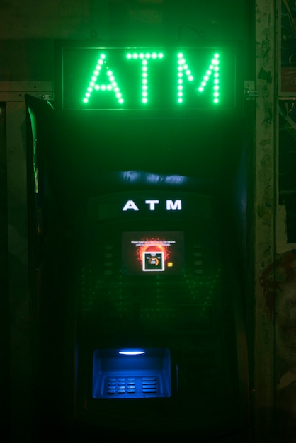 Atm neon lights for changing money sign