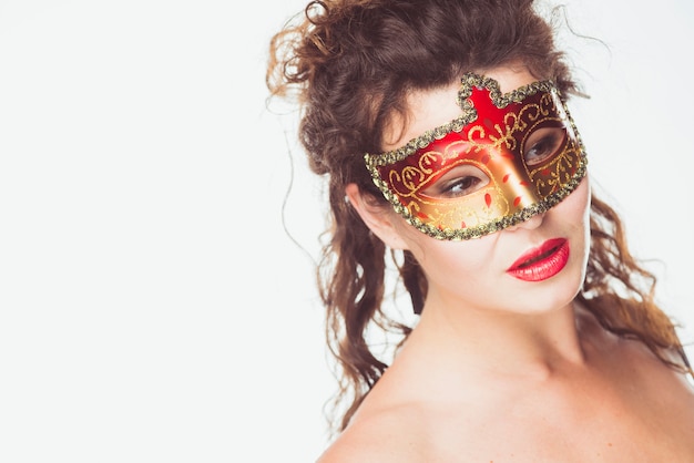 Free Photo attractive adult woman in colorful mask