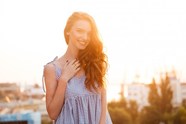 Attractive Smiling Ginger girl in dress