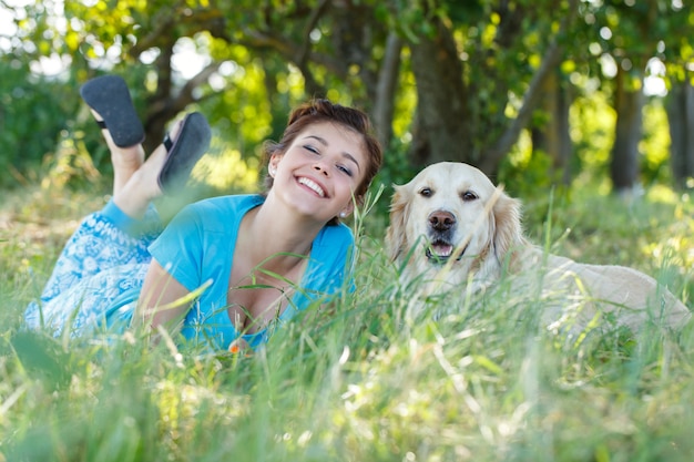 Attractive woman with dog