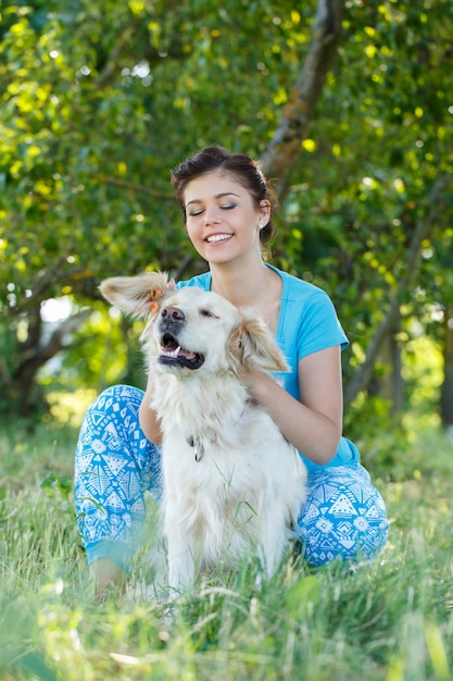 Attractive woman with dog