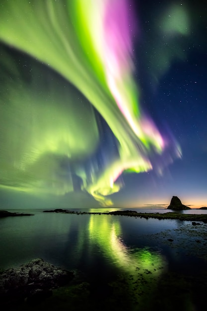 Free photo aurora borealis on the sky