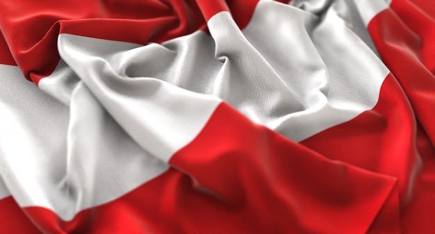 Austria Flag Ruffled Beautifully Waving Macro Close-Up Shot