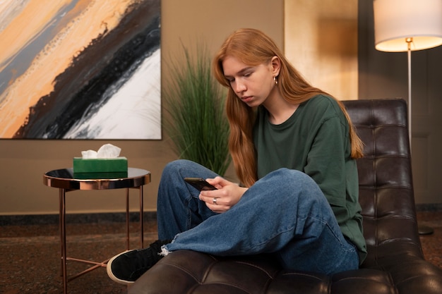 Free Photo authentic scene of young person undergoing psychological therapy