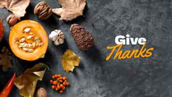 Free photo autumn banner with harvest  and message