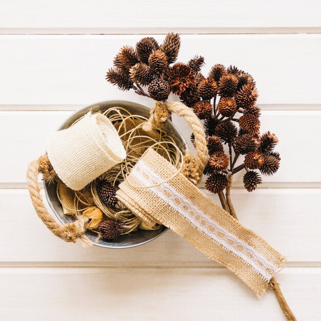 Autumn decoration with basket