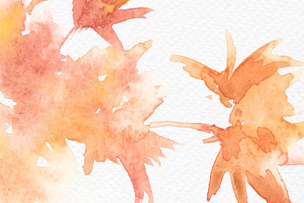 Free photo autumn floral watercolor background in pastel orange with leaf illustration