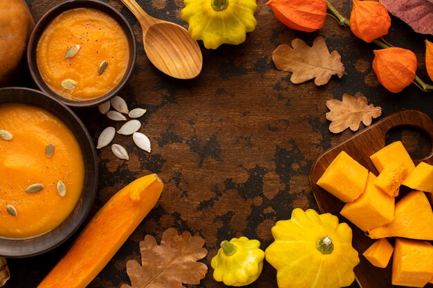 Autumn food rustic decor copy space